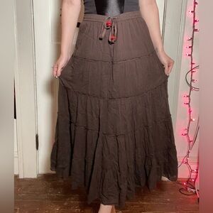 Boho Hippie Brown Maxi Skirt